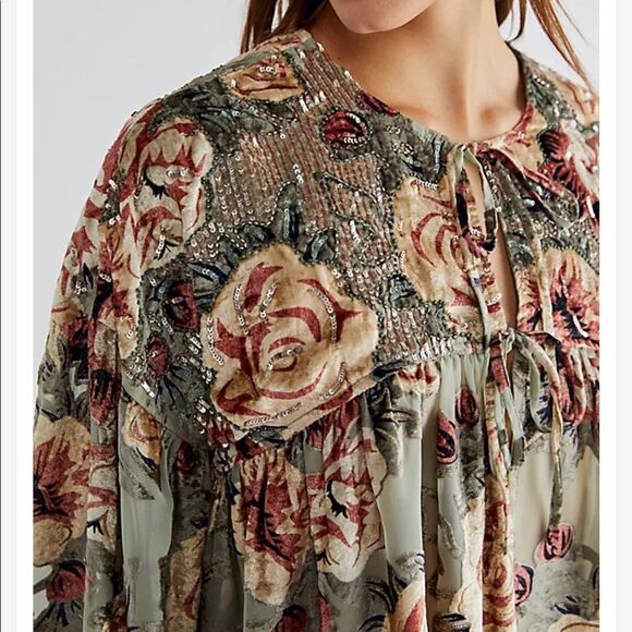 NWT Free People Elsa Embellished Bed Jacket XS #181 - Picture 2 of 6